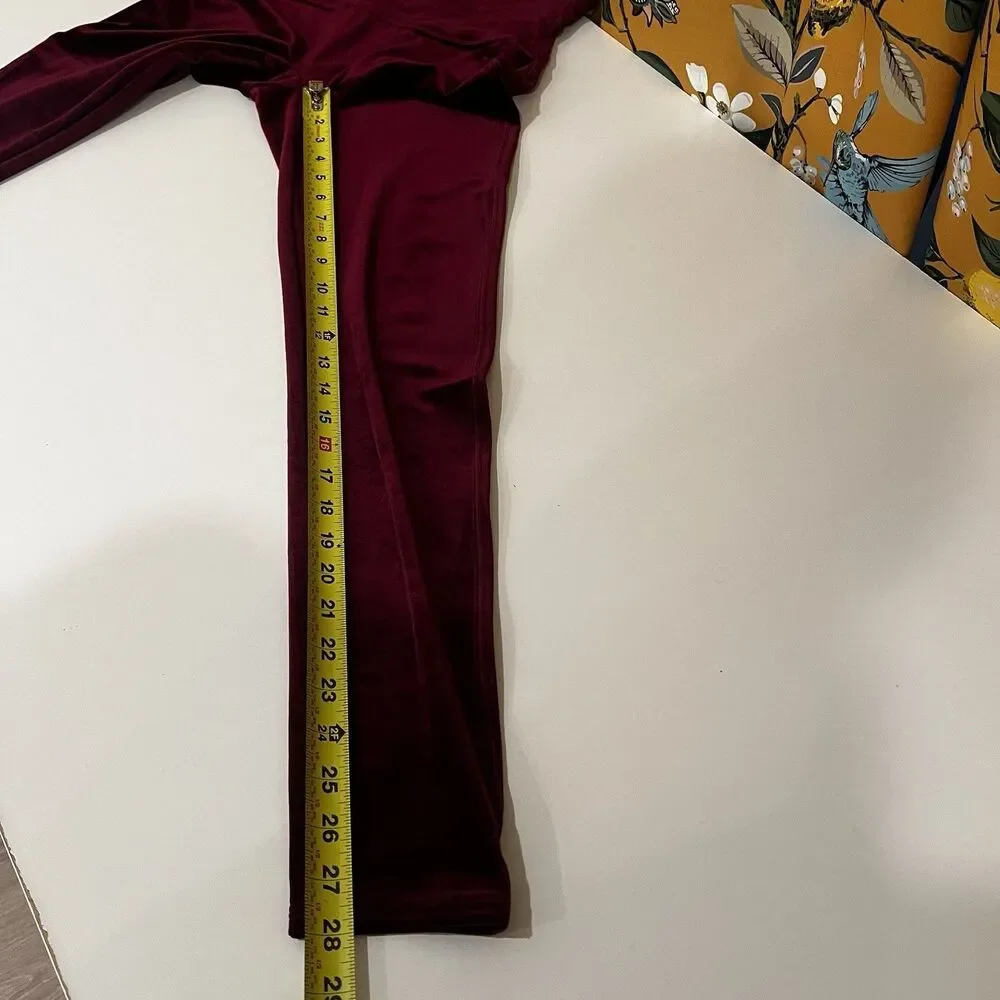 Spanx Womens Leggings Velvet High Waist Ankle Rich Burgundy Red Size Xl Holidays - Picture 11 of 11
